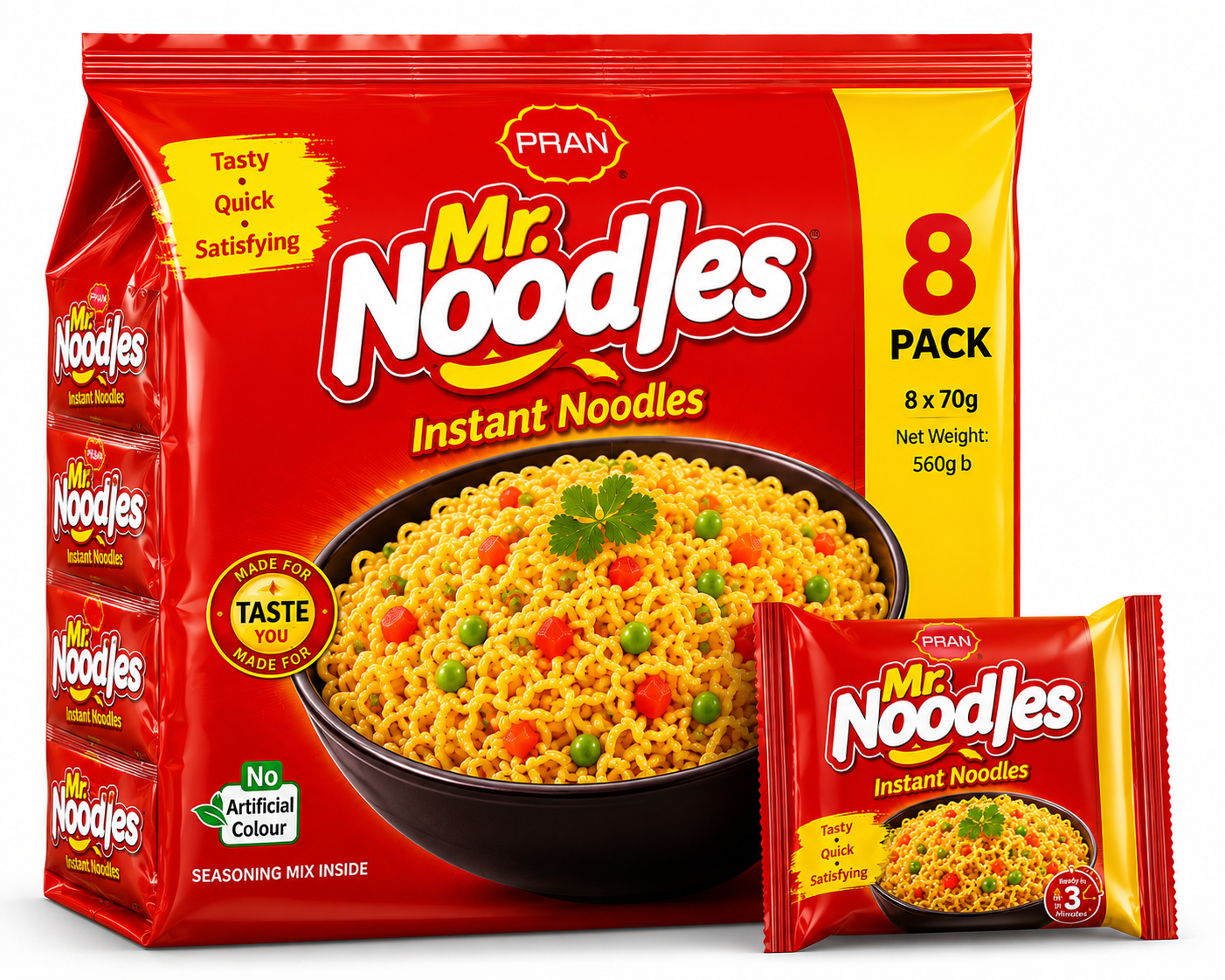 Pran MR. Noodles Instant Noodles — 8 Pack