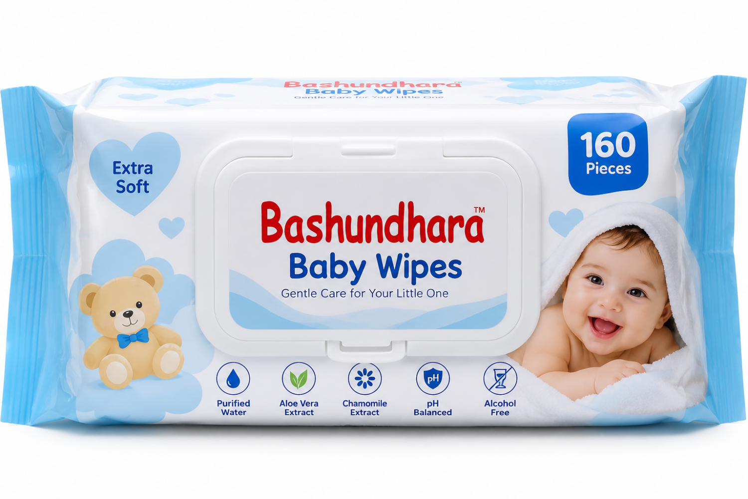 Bashundhara Baby Wipes — 160 পিস